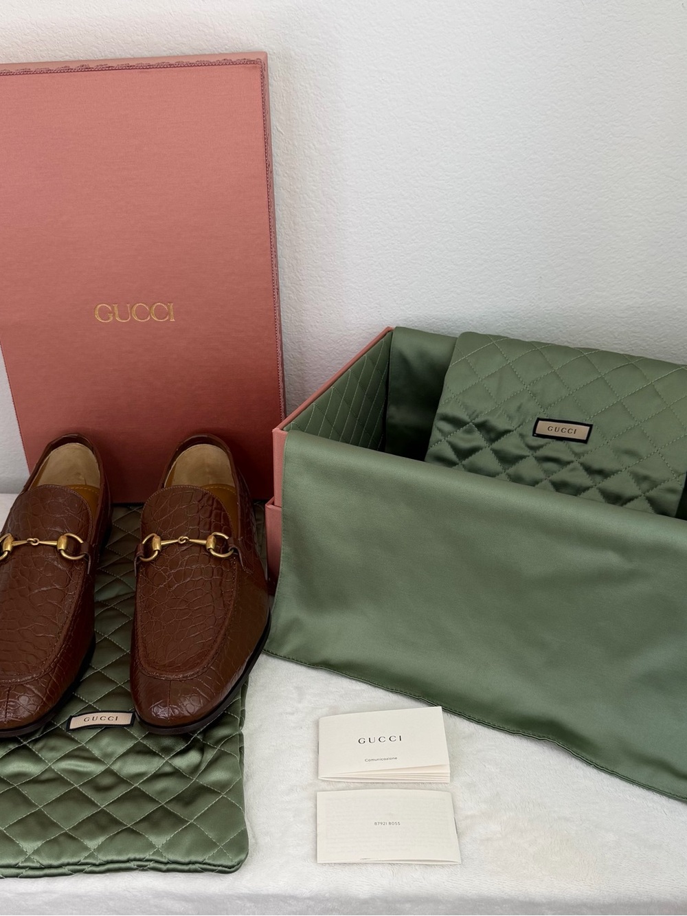 Men’s Gucci Crocodile Jordan Brown Loafers